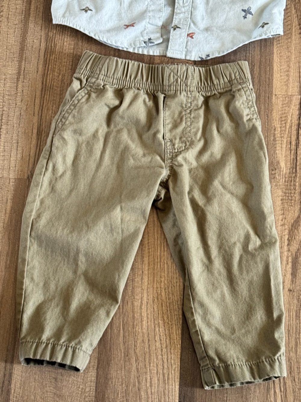 Carter’s Airplane Button-Up Shirt & Olive Pants Set - Picture 3 of 3